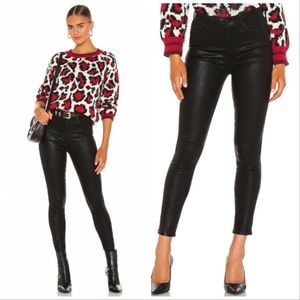 NWT Mother The Swooner High Waist Coated Ankle Skinny Jeans in Black